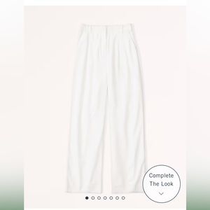 Linen-Blend Tailored Wide Leg Pant white large Abercrombie and fitch